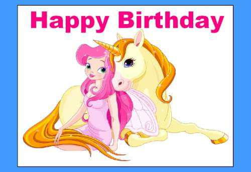 Princess and Unicorn edible Icing Image- A4